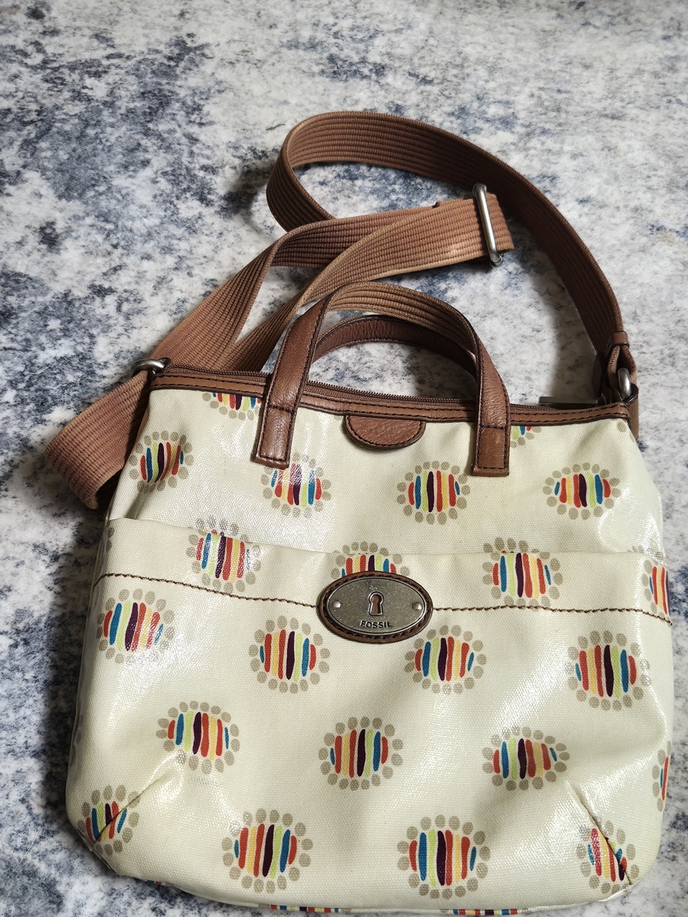 Fossil Key-Per Multicolor Print Crossbody / Mini Satchel